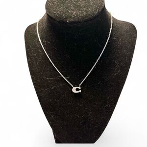 Coach Signature Silver C Pave Necklace‎ NEW
